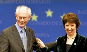 Herman Van Rompuy pierwszy prezydent Unii Europejskiej oraz Catherine Ashton brytyjska baronessa szefowa unijnej dyplomacji  Fot. archiwum