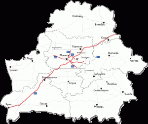 Sieć płatnych dróg na Białorusi  źródło: BelToll