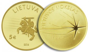Kolekcjonerska moneta o nominale 5 euro z serii „Nauka Litwy” Fot. Marian Paluszkiewicz