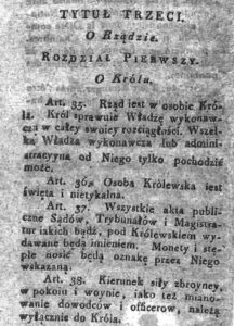 Konstytucja Królestwa Polskiego 1815. Tytuł trzeci. O królu. Unia personalna.