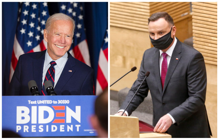 Prezydent RP Andrzej Duda i przyszły prezydent Stanów Zjednoczonych Joe Biden