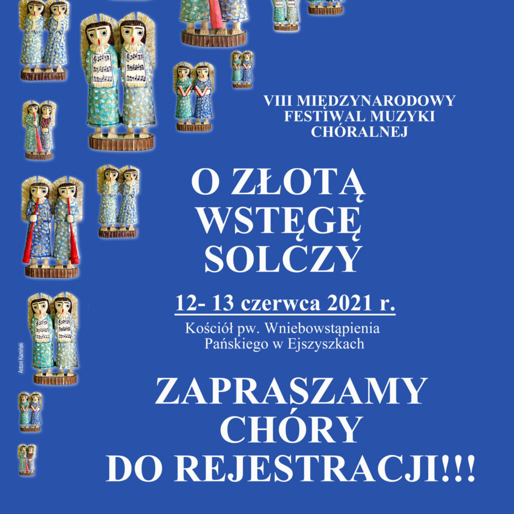 Baner reklamujący VIII Międzynarodowy Festiwal Muzyki Chóralnej „O Złotą Wstęgę Solczy” organizowany przez Centrum Kultury Samorządu Rejonu Solecznickiego na Litwie