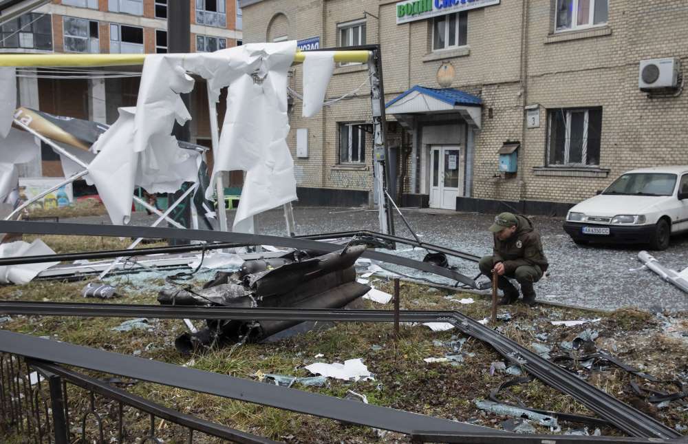 Zbombordowane budynki na Ukrainie przez rosyjskich żołnierzy.