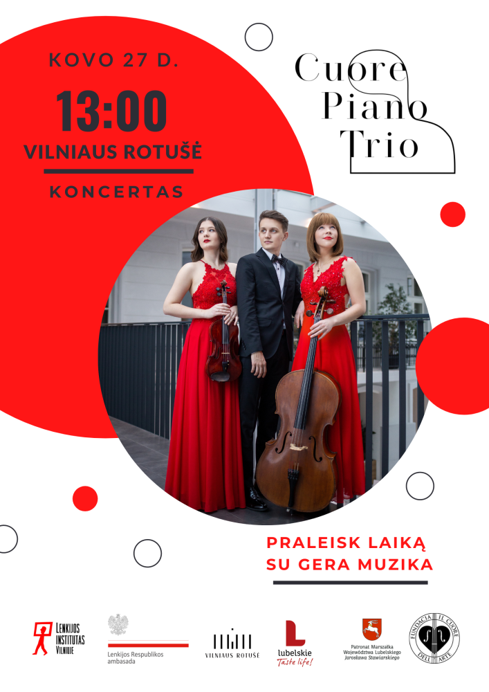 Koncert w ratuszu wileńskim. Cuore Piano Trio dołączy do 635. urodzin Wilna