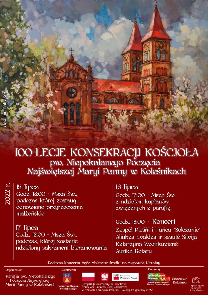 100-lecie konsekracji kościoła pw. Niepokalanego Poczęcia Najświętszej Maryi Panny w Koleśnikach