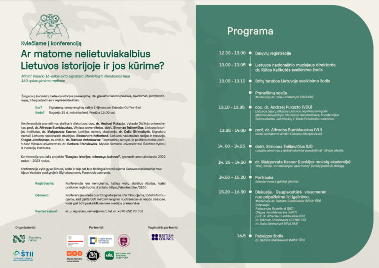 Program konferencji pt. „Czy w historii Litwy i jej tworzeniu widzimy osoby nielitewskie?”