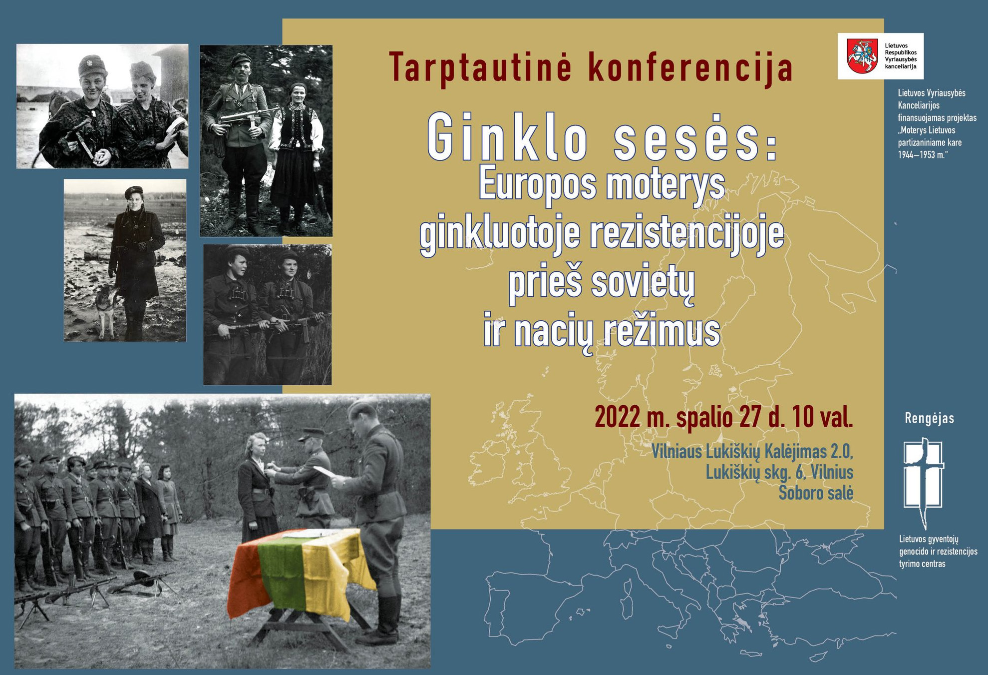 Afisz międzynarodowej konferencji naukowej „Towarzyszki broni: europejskie kobiety w zbrojnym oporze przeciwko sowieckiemu i nazistowskiemu reżimom”.