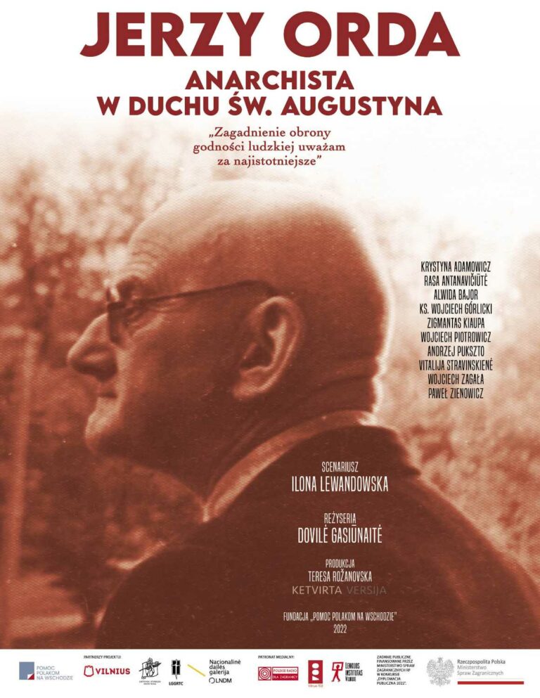 Afisz dokumentalnego filmu o Jerzym Ordzie „Anarchista w duchu św. Augustyna”.