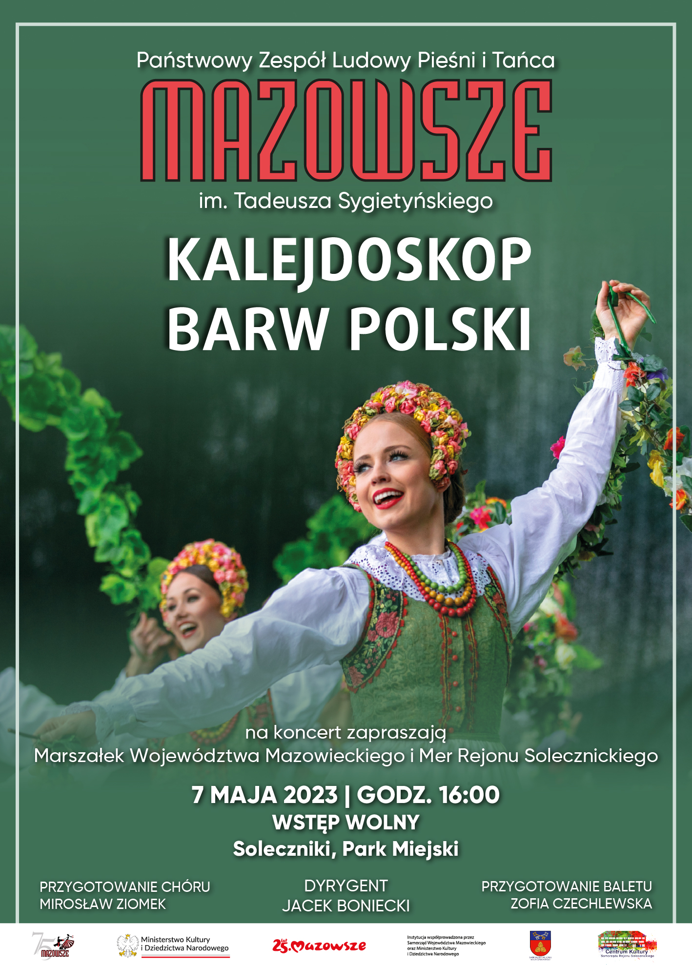 Afisz koncertu zespołu „Mazowsze” w Solecznikach.