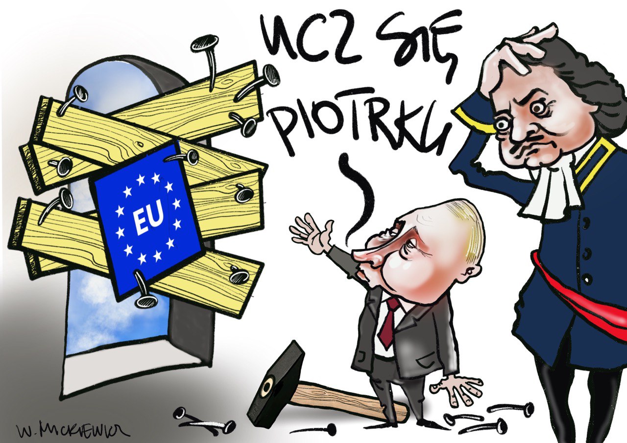 Karykatura na Putina i Piotra I.