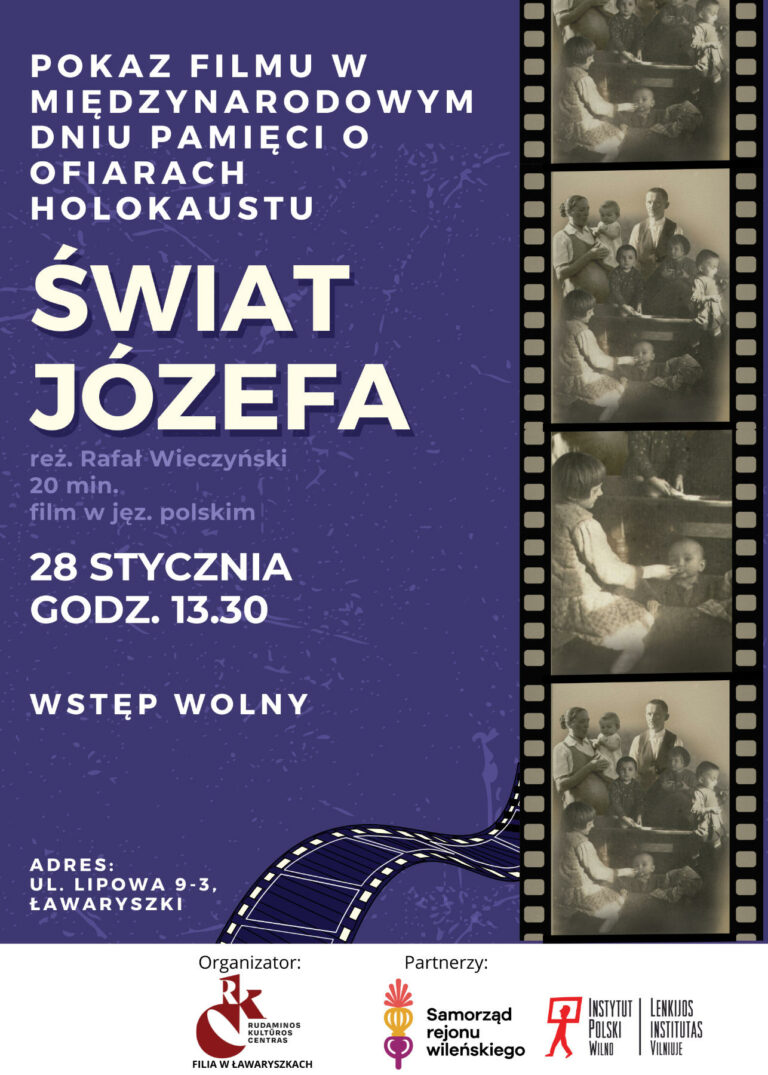 Afisz filmu „Świat Józefa” w Ławaryszkach.