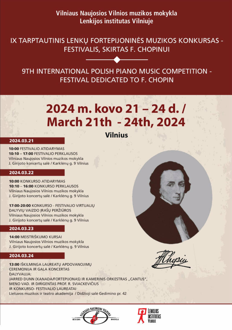 Afisz IX Międzynarodowego Konkursu-Festiwalu Polskiej Muzyki Fortepianowej.