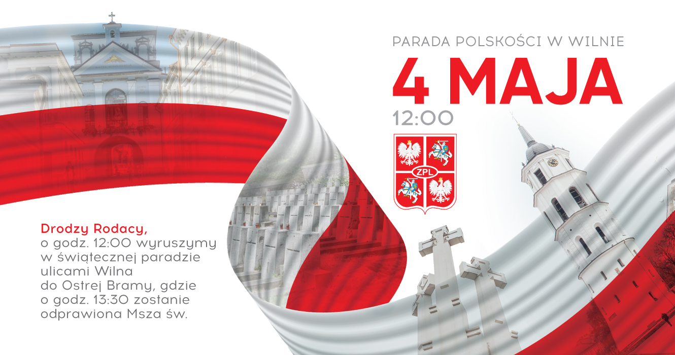 Afisz „4 maja — Parada Polskości w Wilnie”.