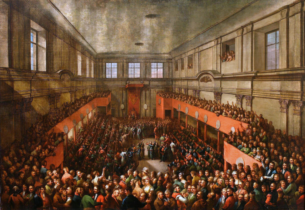 Kazimierz Wojniakowski, „Uchwalenie Konstytucji 3 maja” (1806) w zbiorach Muzeum Narodowego w Warszawie.