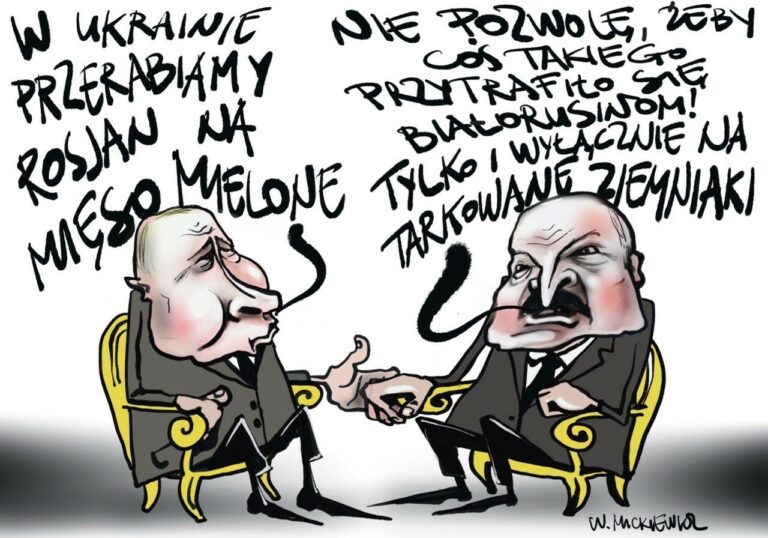 Karykatura Putina i Łukaszenki.