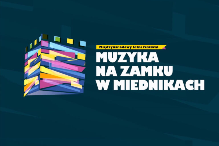 Afisz festiwalu muzycznego „Muzyka na Zamku w Miednikach”.