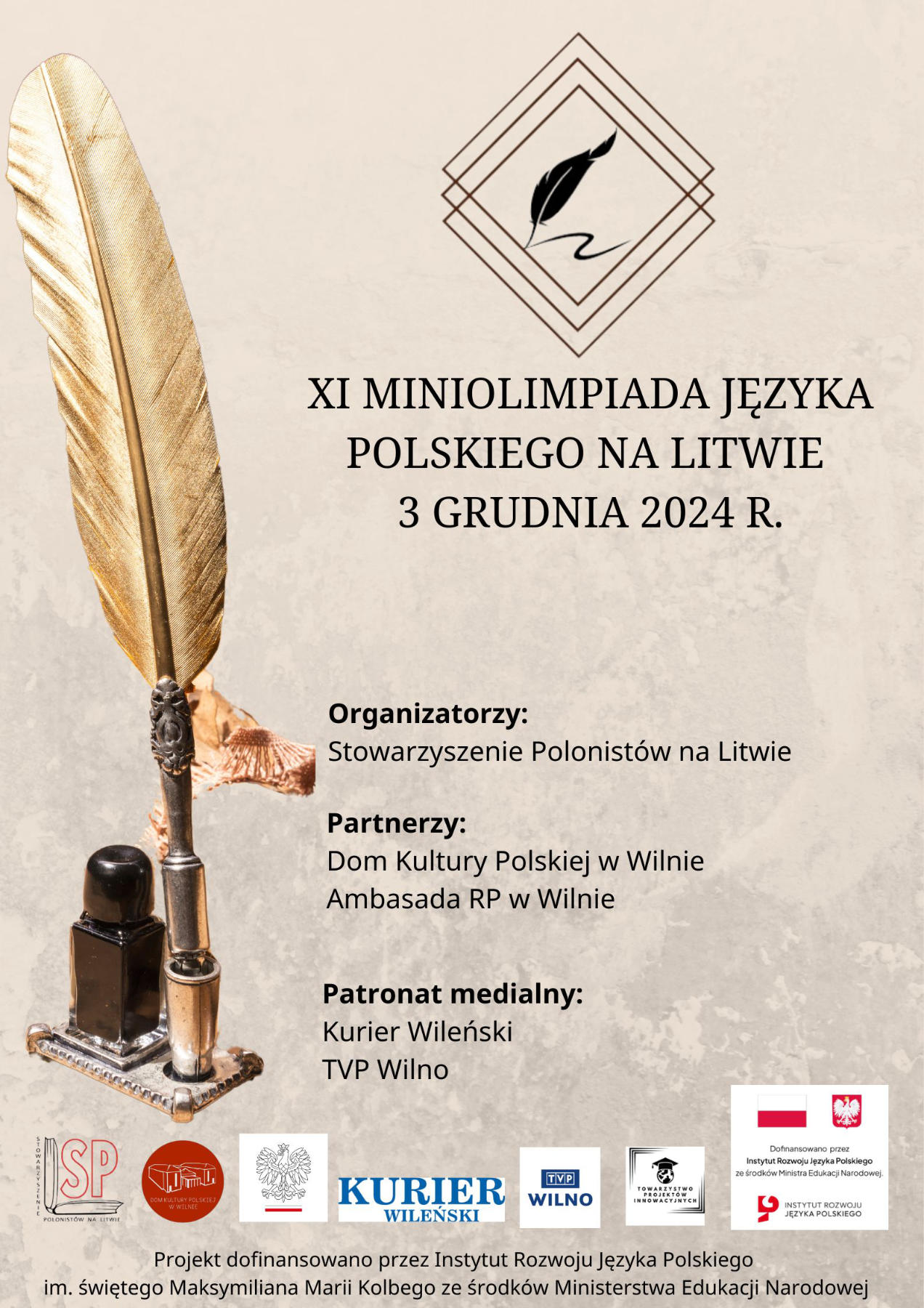 Afisz XI Miniolimpiady Języka Polskiego na Litwie.