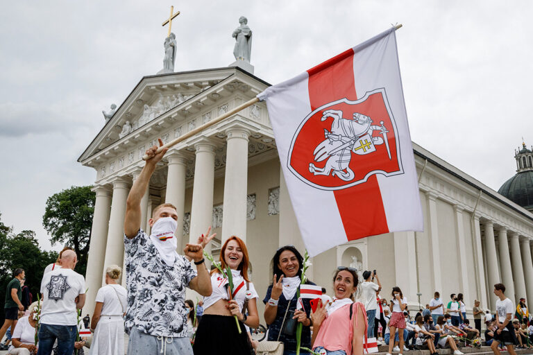 Demonstracja Białorusinów w Wilnie.