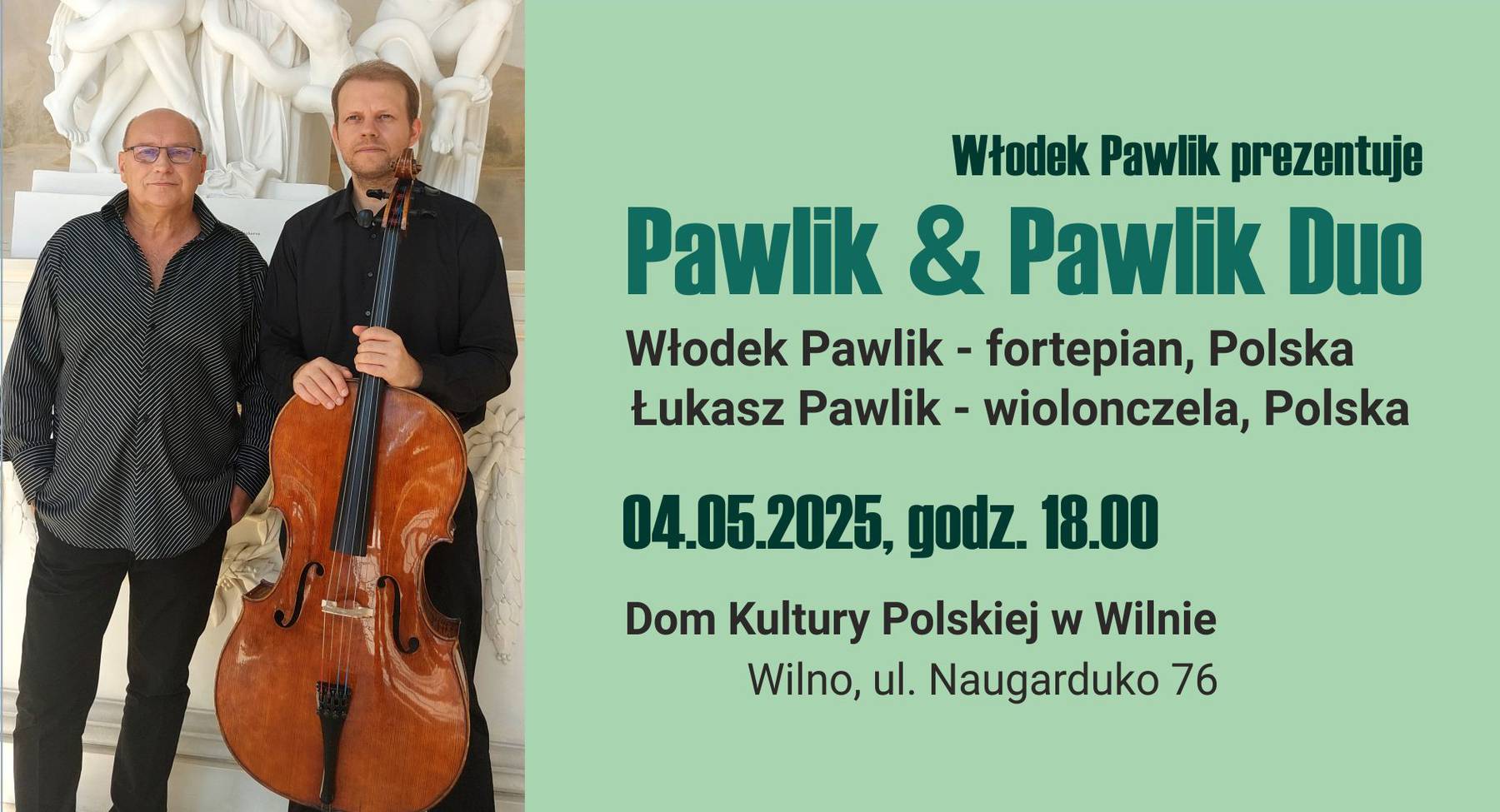 Afisz: „Pawlik & Pawlik Duo w Wilnie”.