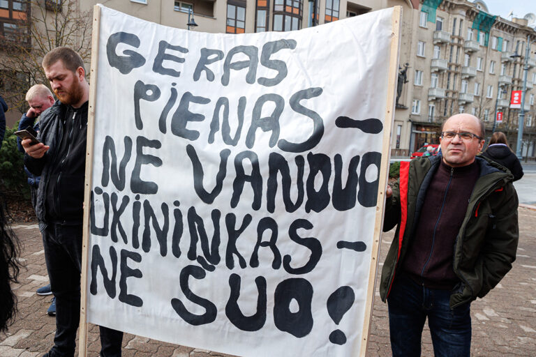 Liczba gospodarstw mlecznych na Litwie gwałtownie spada, a wśród mleczarzy panuje niezadowolenie, które demonstrują na wiecach.