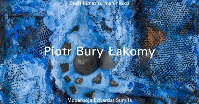 Afisz: „Spotkanie z artystą Piotrem Burym Łakomym w Centrum Sztuki Współczesnej”.
