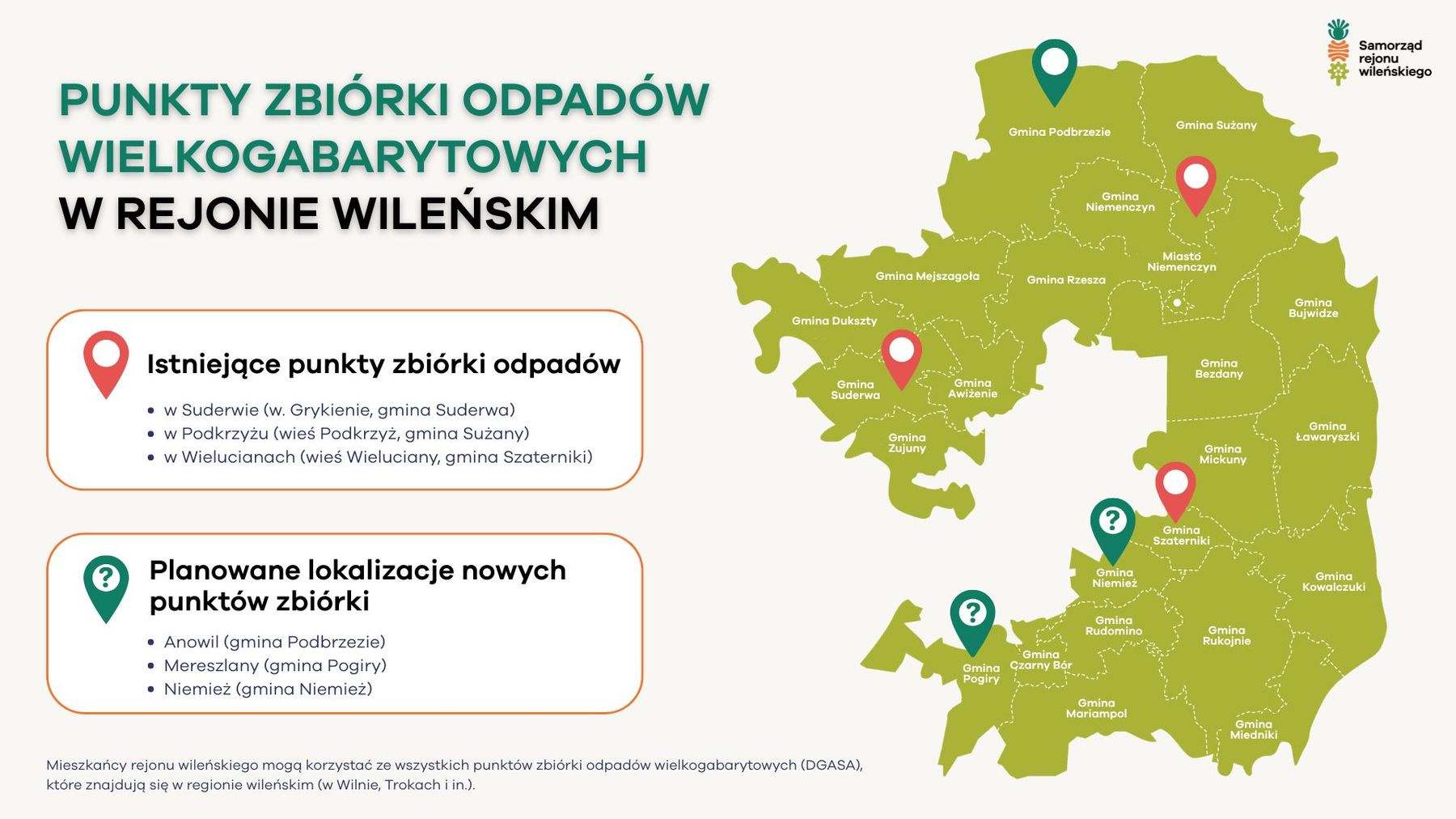 Plan zbiórki odpadów wielkogabarytowych w rejonie wileńskim.