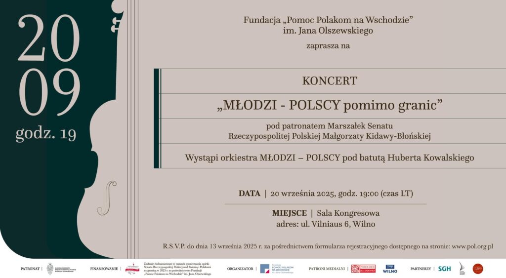 Afisz: koncertu „MŁODZI – POLSCY pomimo granic”.