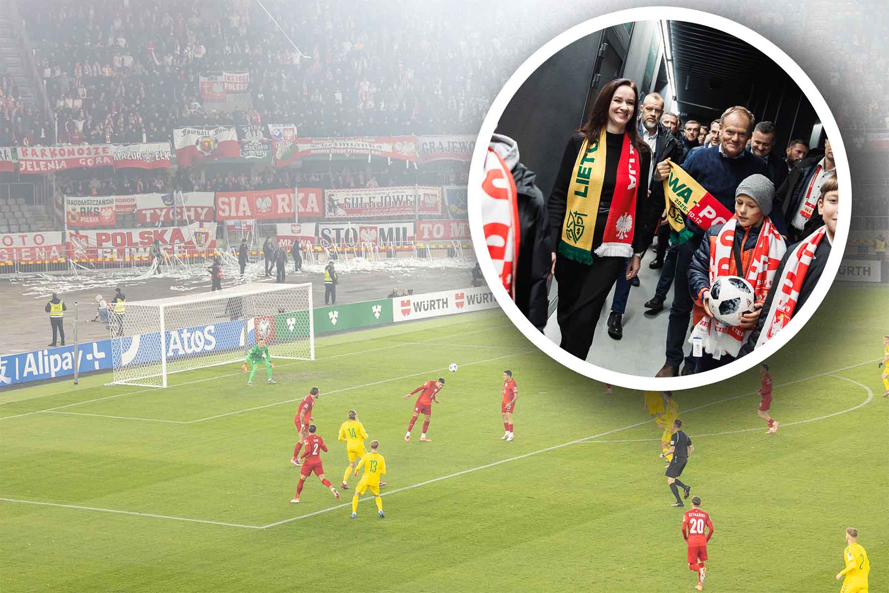 Drugi gol na rzecz Polski wbił głową Robert Lewandowski, światowa gwiazda piłki nożnej.