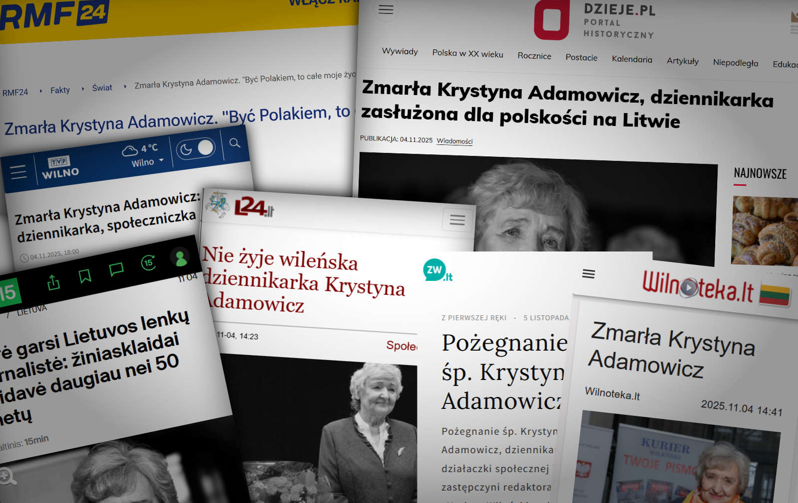 Kolaż o kondolencjach Krystyny Adamowicz.