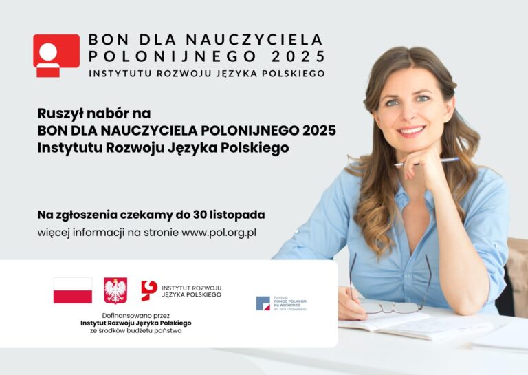 Afisz: „Bon dla nauczyciela Polonijnego 2025”.