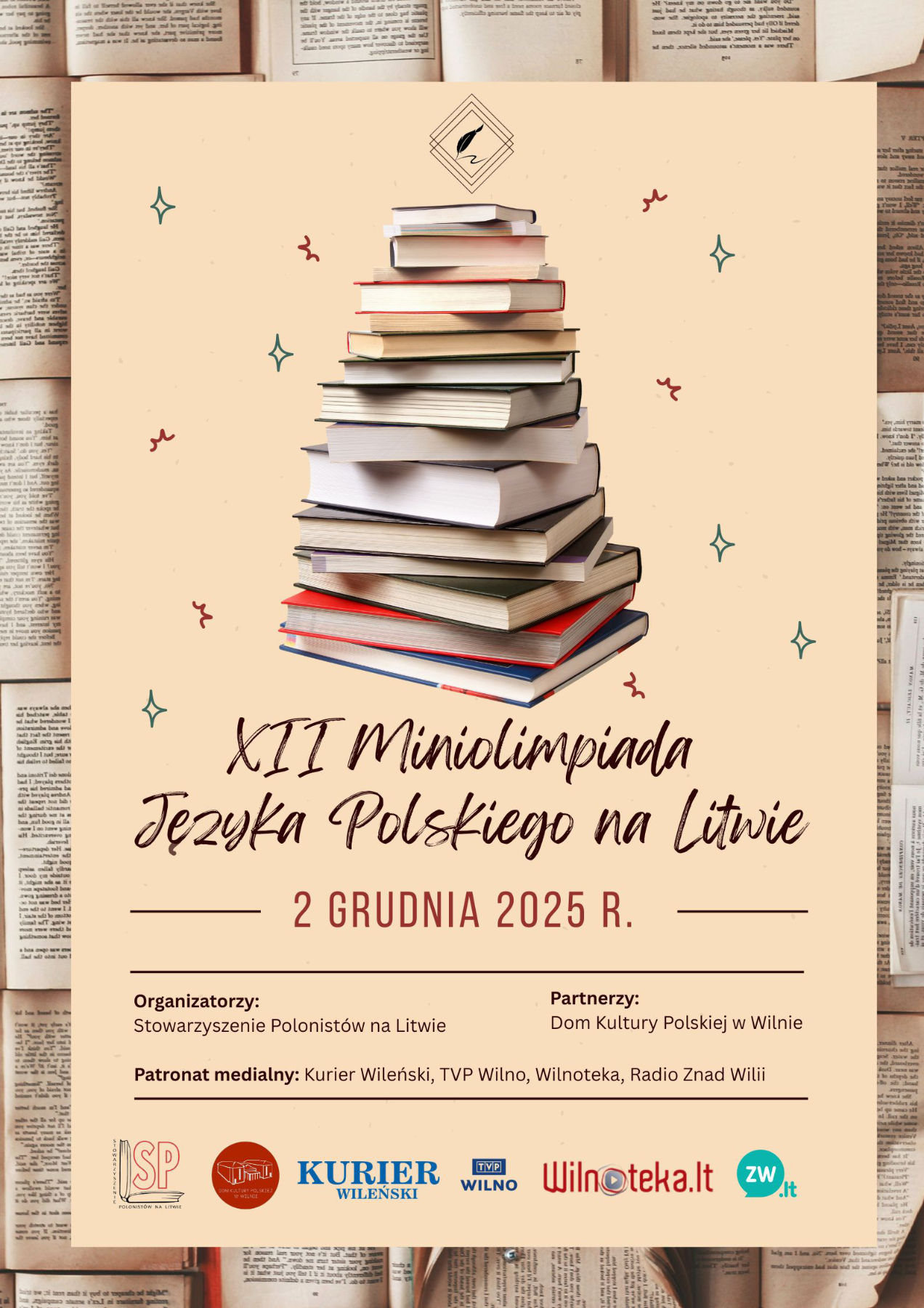 Afisz: „XII Miniolimpiada Języka Polskiego na Litwie dla uczniów klas 8.”