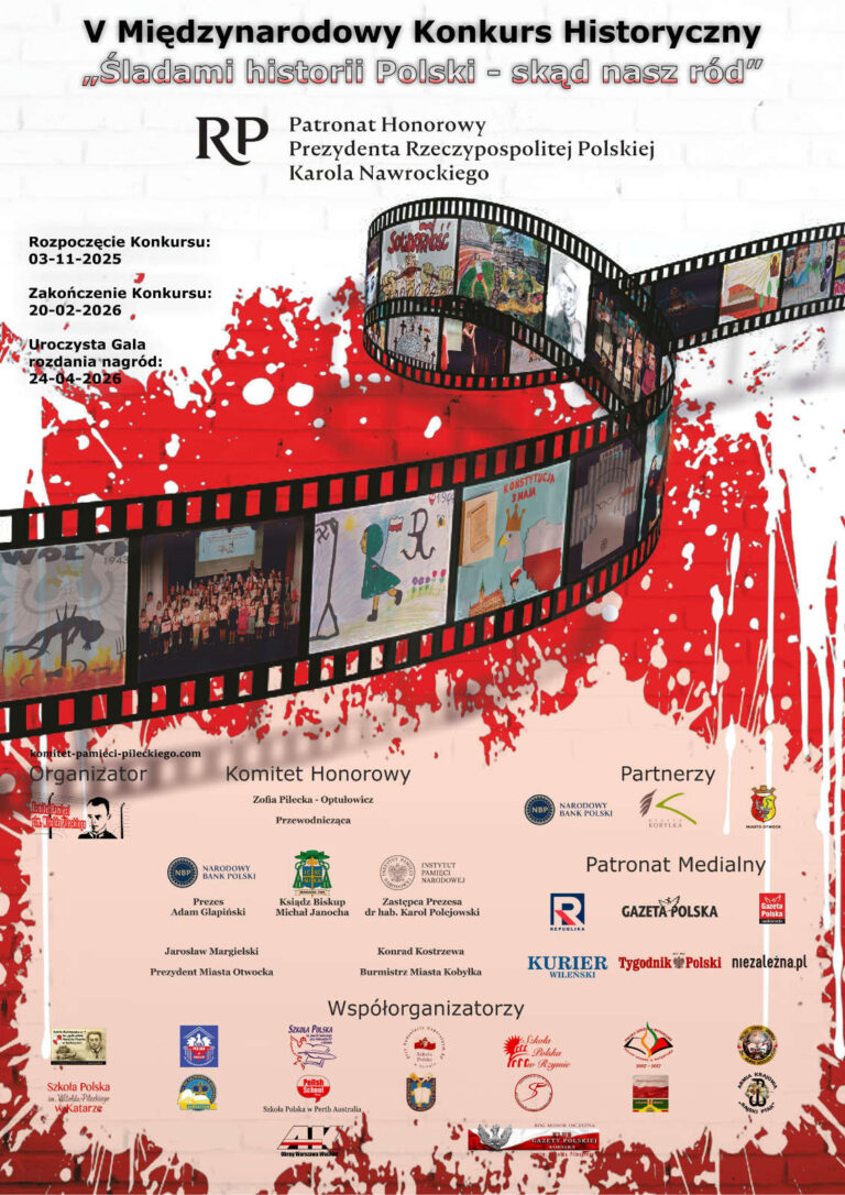 Afisz V Międzynarodowego Konkursu Historycznego „Śladami historii Polski — skąd nasz ród”.