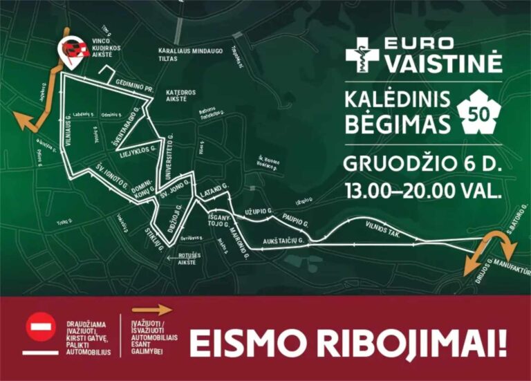 W Wilnie będą utrudnienia. Wiemy, które ulice będą zamknięte w związku z biegiem świątecznym