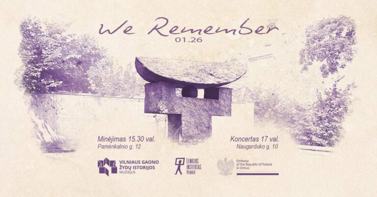 Afisz obchodów Międzynarodowego Dnia Pamięci o Ofiarach Holokaustu w Wilnie.