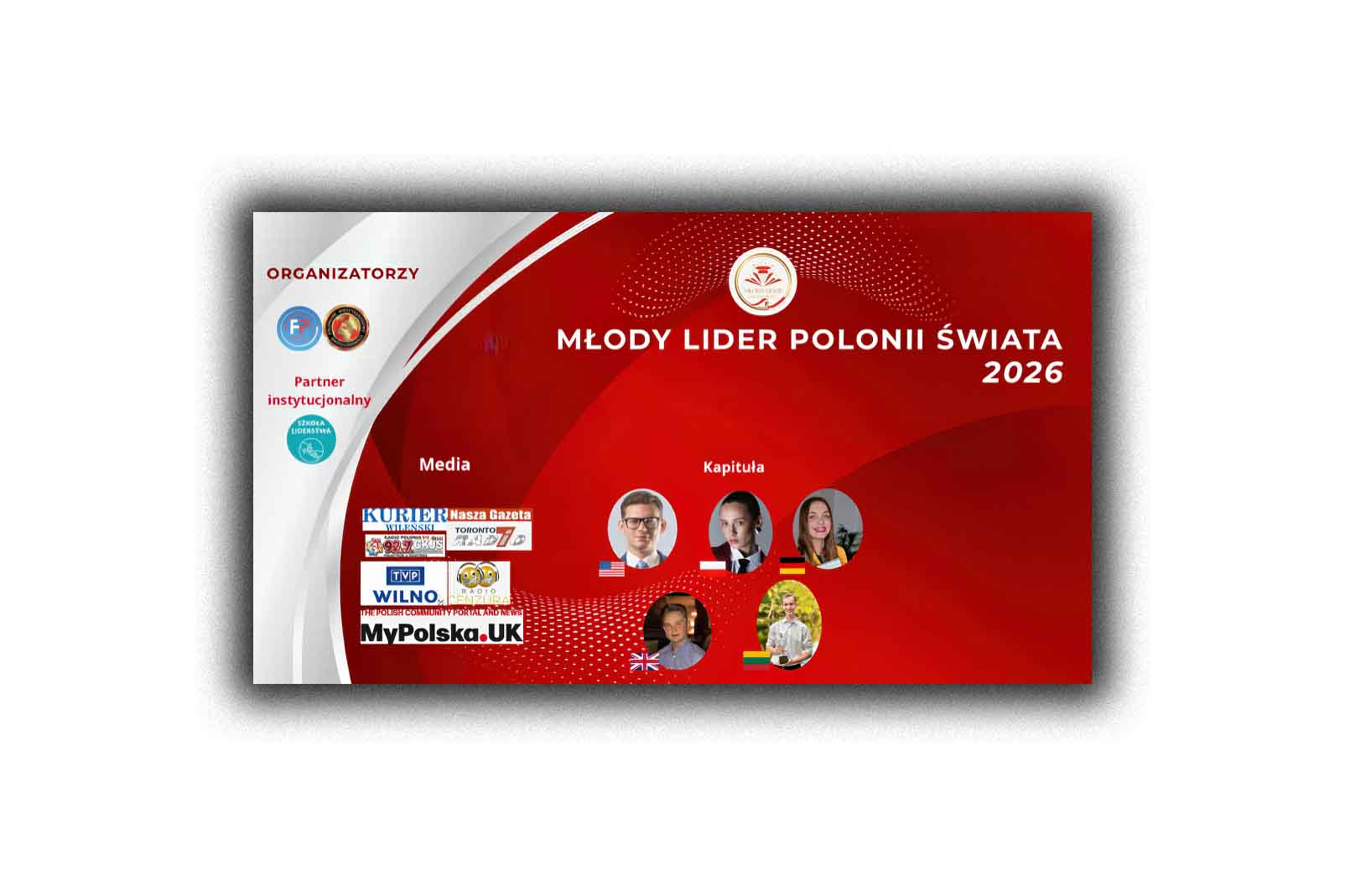 Afisz konkursu „Młody Lider Polonii Świata.