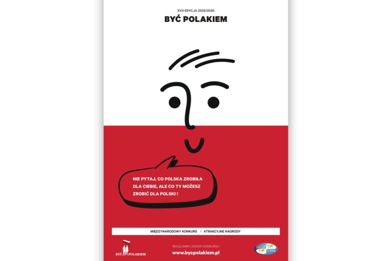 Afisz konkursu „Być Polakiem”.