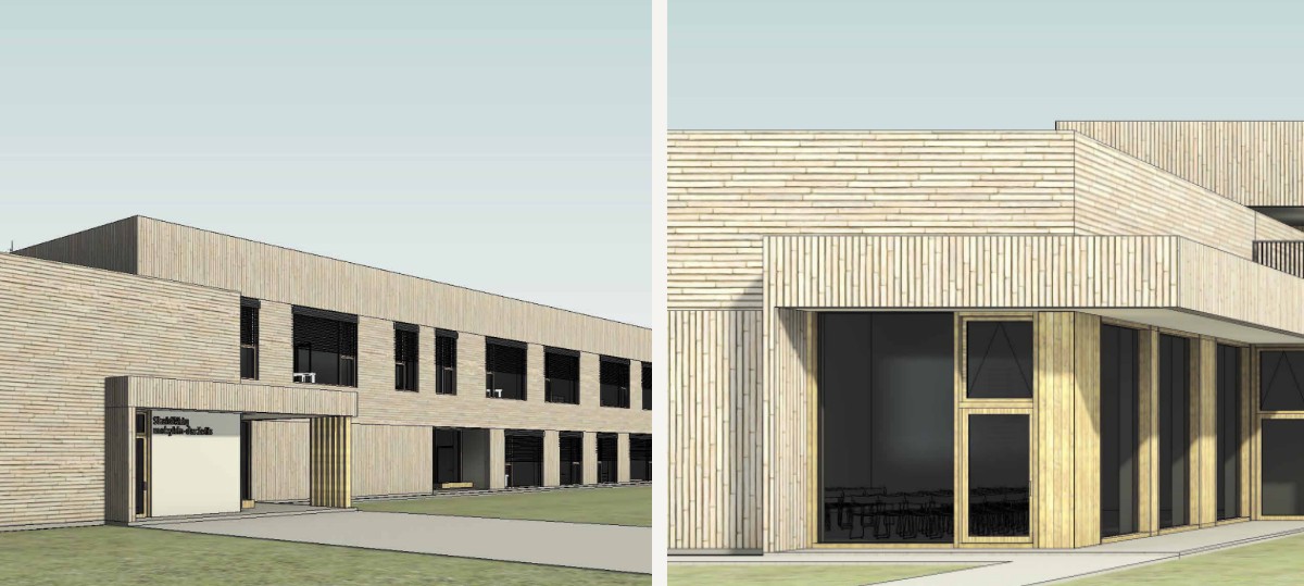 Projekty rozbudowy placówek oświatowych w Skojdziszkach i Mejszagole – wizualizacja spółki „INace”.