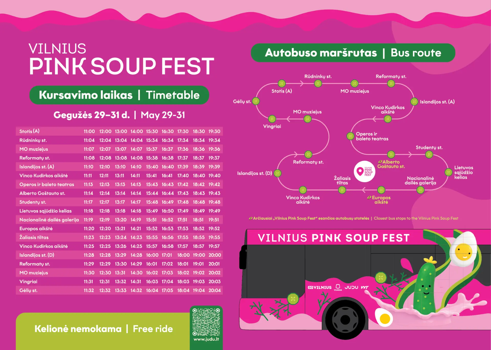 Rozkład bezpłatnego autobusu festiwalowego.