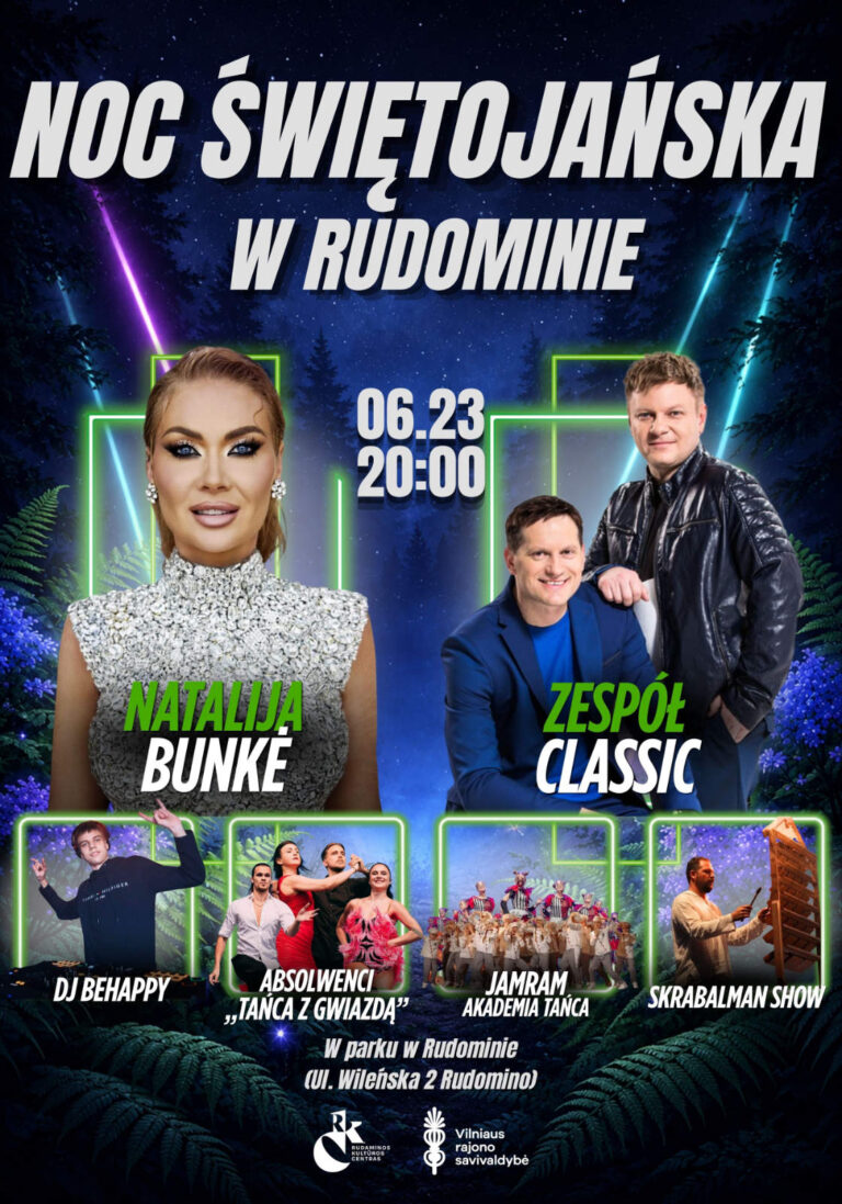 Afisz: „Noc Świętojańska w Rudominie 2026”.