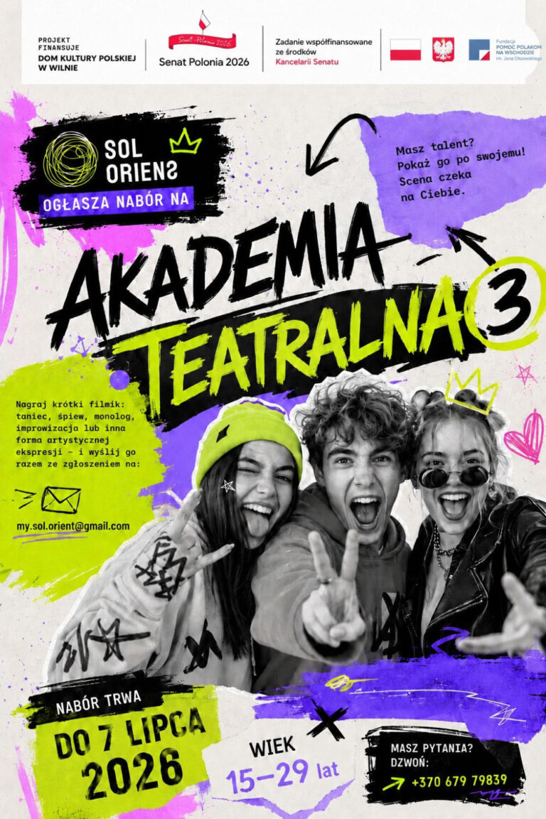 Afisz: „Akademia Teatralna SOL ORIENS ogłasza nabór do III edycji”.