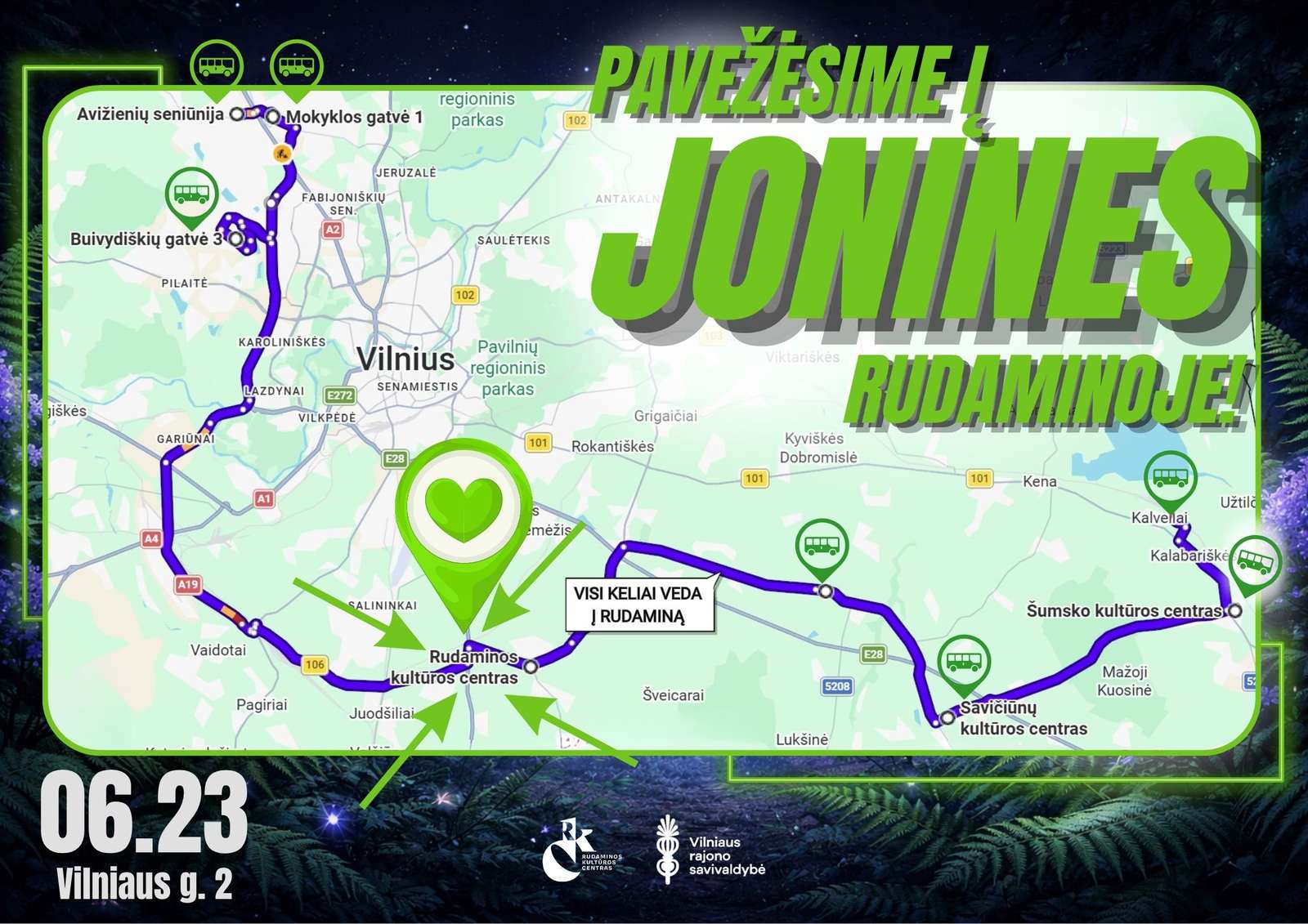 Mapa odjazdu autobusów.