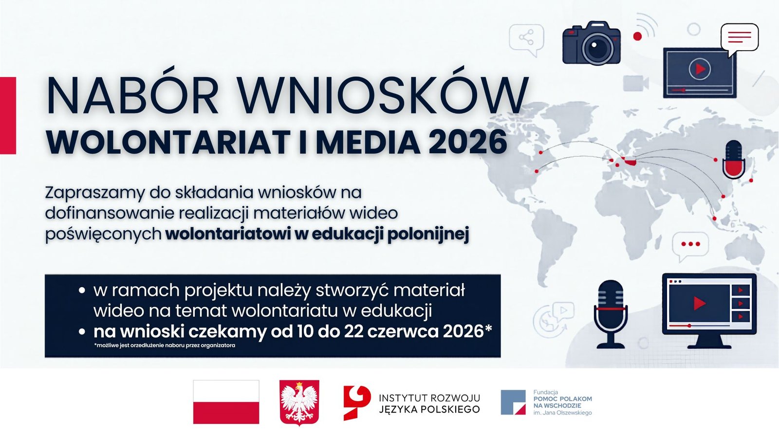 spol-wnioski-2026-06-16-PORTAL Afisz: „Nabór wniosków w konkursie pn. Wolontariat i Media 2026”.