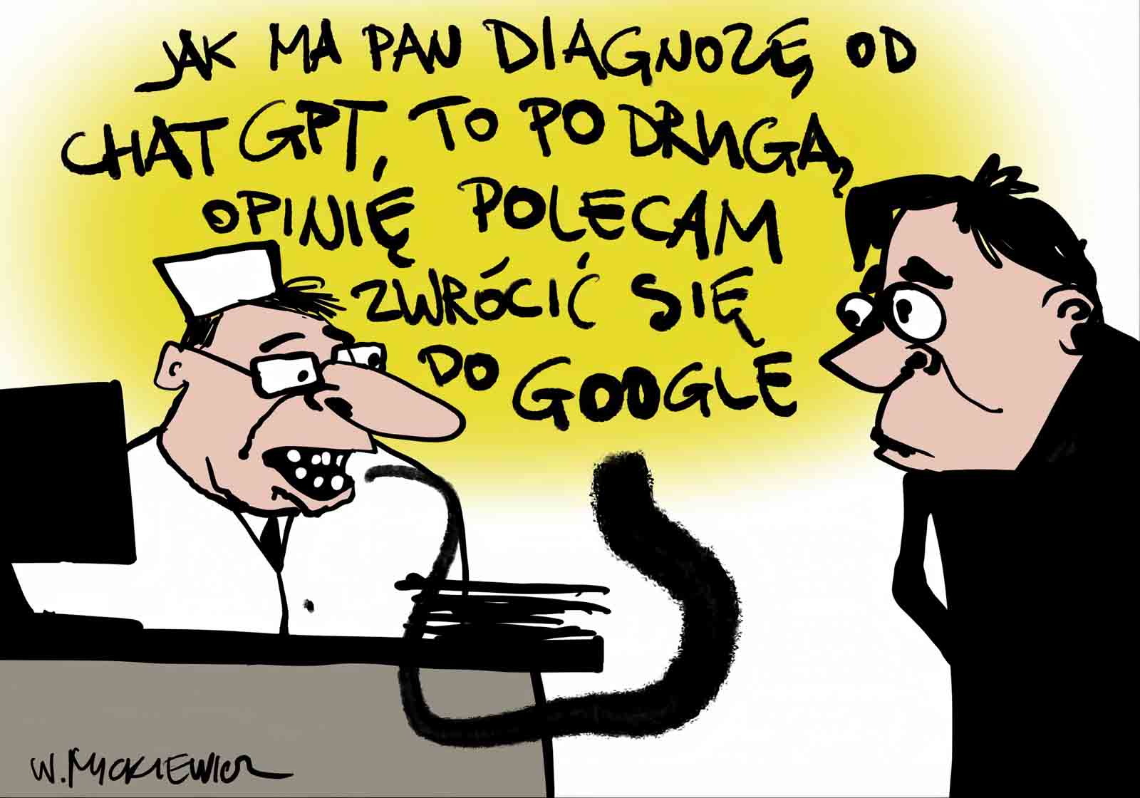 Karykatura. Pacjent u lekarza.