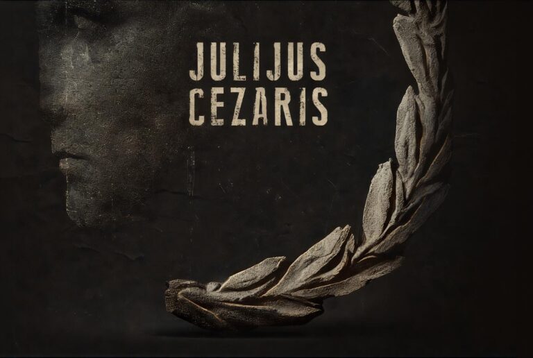 Afisz litewskiej premiery opery „Juliusz Cezar” G. F. Händla.